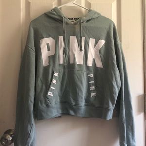 VS PINK CROPPED SWEATERSHIRT- SUCCULENT GREEN